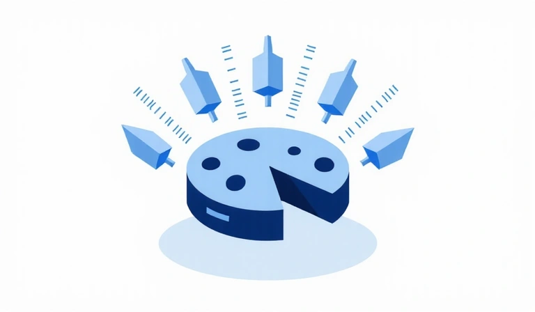 Stylized cookie icon with digital data streams